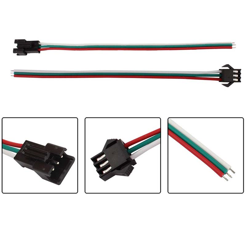 3 Pin JST Connector LED Power Male to Female SM Wire Cable Adapter for WS2812B WS2812 WS2811 LED Light Strip 1 Pair 3 Pin JST Connector LED Power Male to Female SM Wire Cable Adapter for WS2812B WS2812 WS2811 LED Light Strip 1 Pair